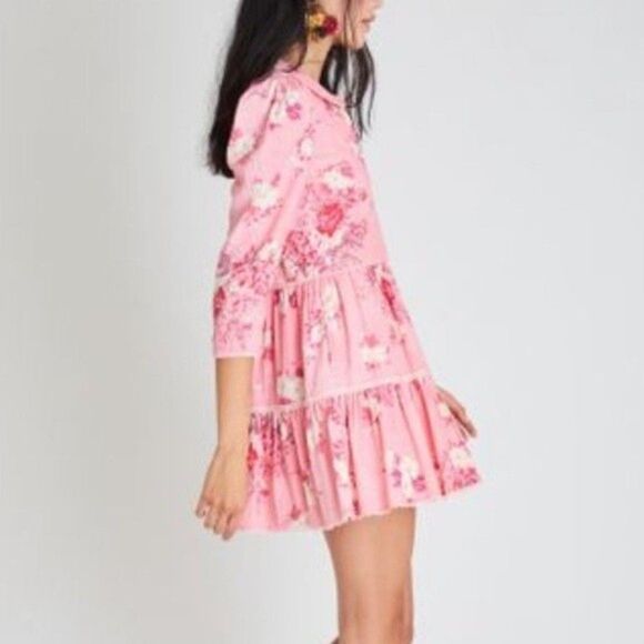 LoveShackFancy Pink Floral Mini Dress - Picture 2 of 10